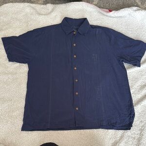 Rare Tommy Bahama Baseball  New York Yankees Blue 100% Silk Button Down …